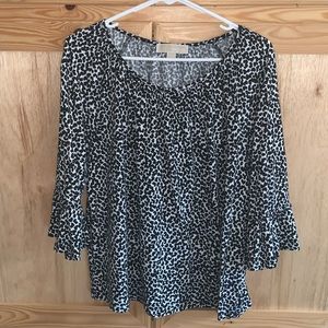 MICHAEL Michael Kors black/white ruffle sleeve shirt size L